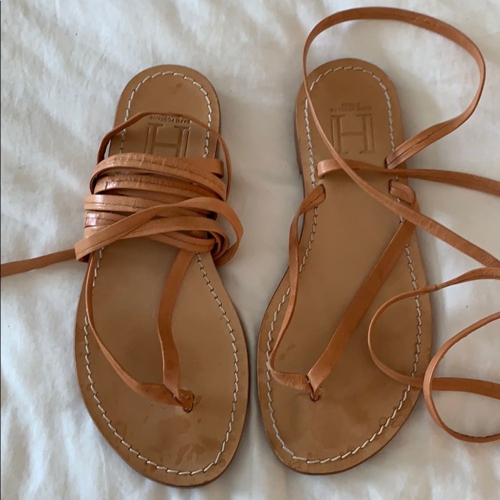 Leather Lace-Up Tan Women's Sandals